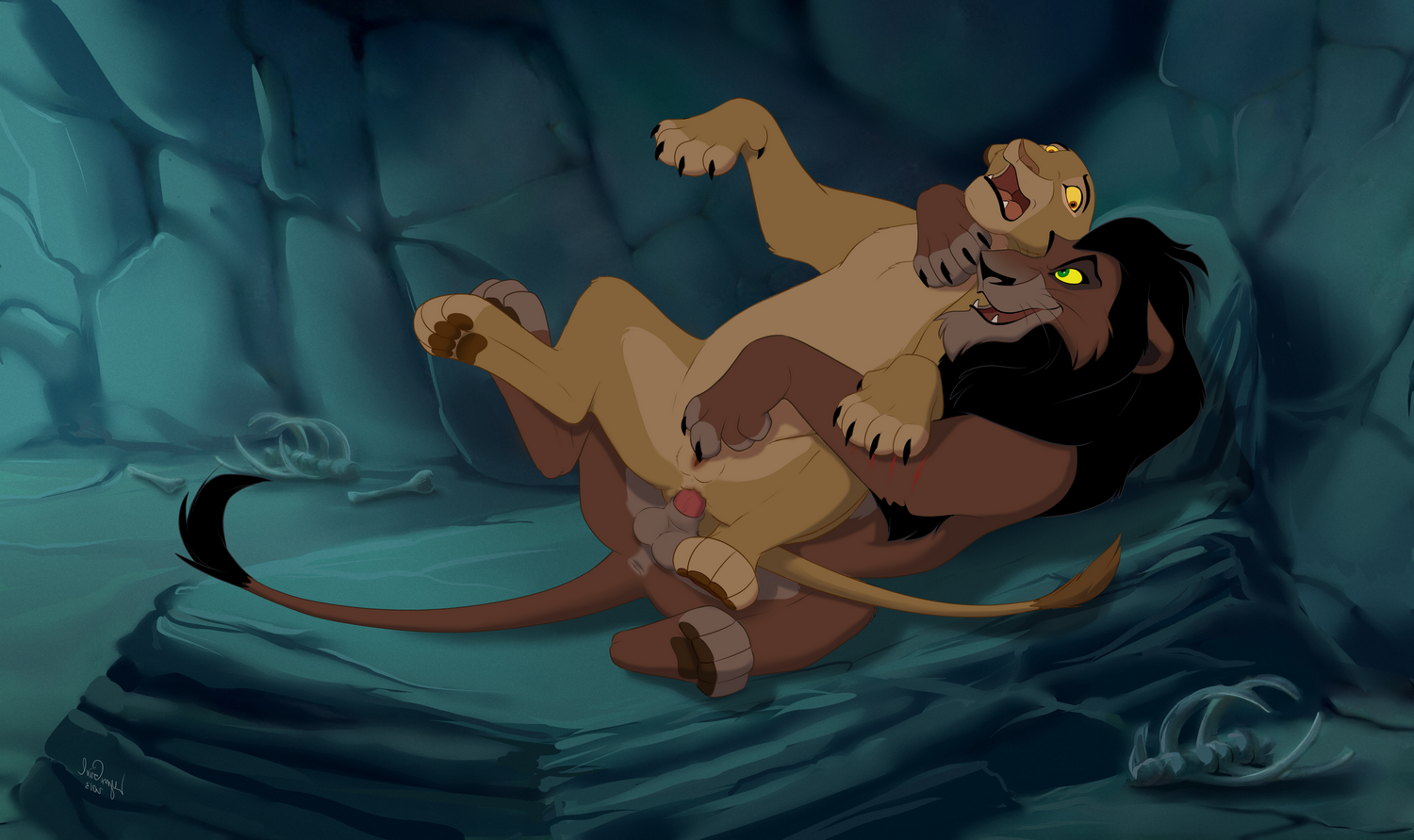 Nala Simba The Lion King Anthro Breasts Disney Feline Fellatio Female From Behind Fur Furry