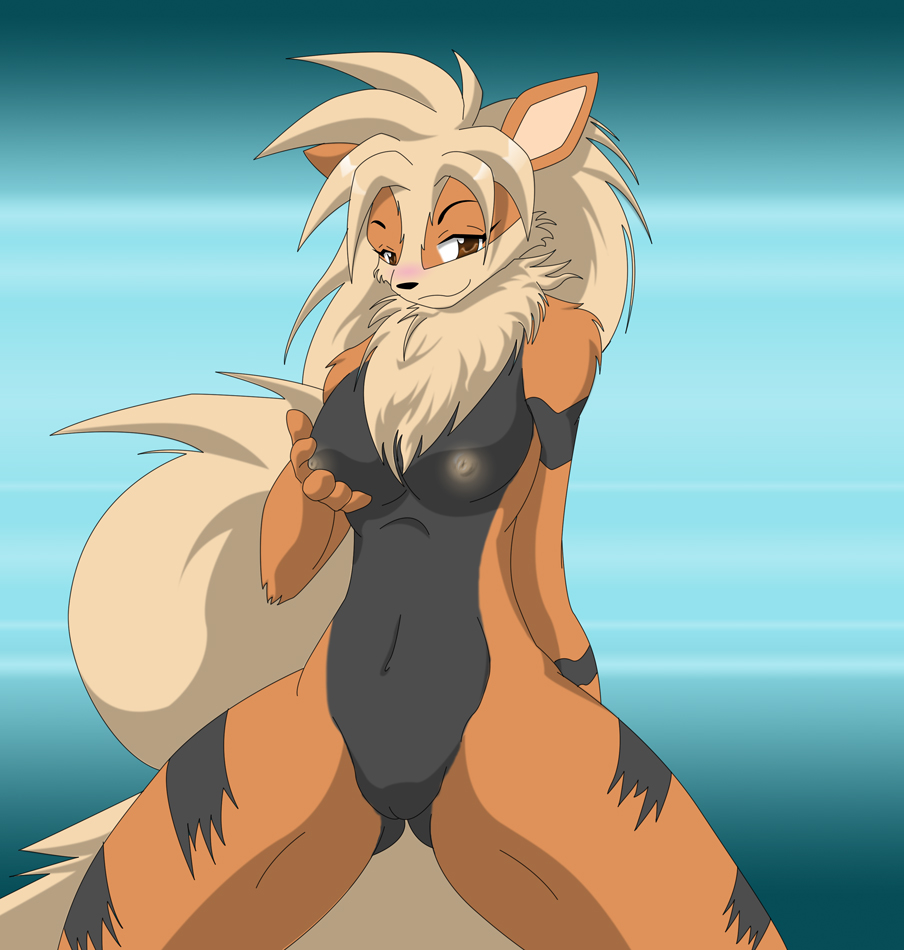 anthro arcanine breasts color female only front view fur furry nipples nude  pokemon solo tagme vulva yiffmasters - XXXPicz