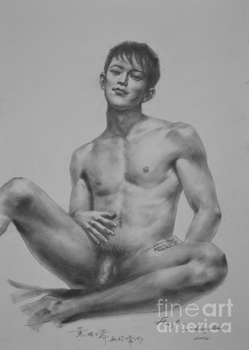 Gay Xxx Pencil Drawings - original drawing sketch charcoal chalk male nude gay man art pencil on  paper hongtao asian boy hongtao huang - XXXPicz